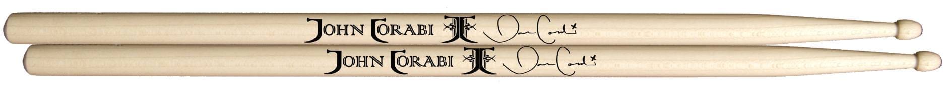 A set of personalized John Corabi drumsticks